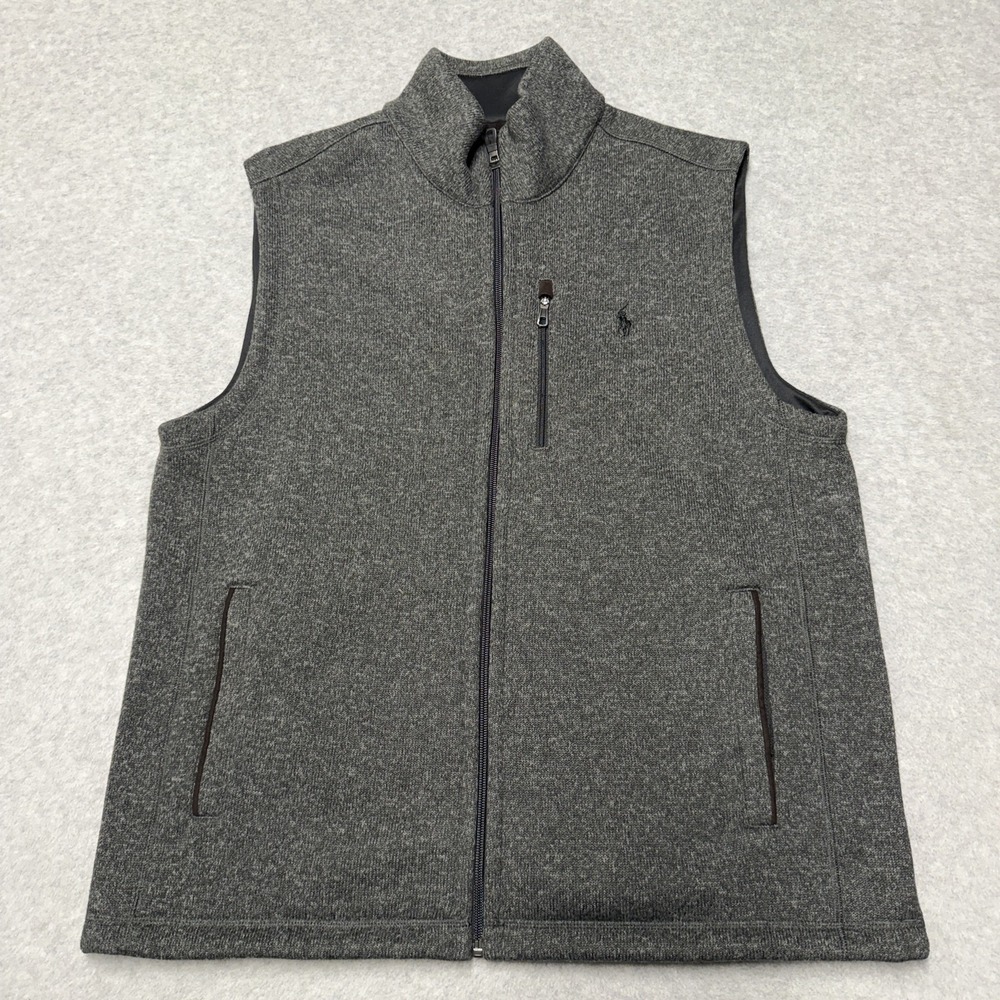 Polo Ralph Lauren Performance Vest Mens Large Gray Fleece Full Zip Outdoor